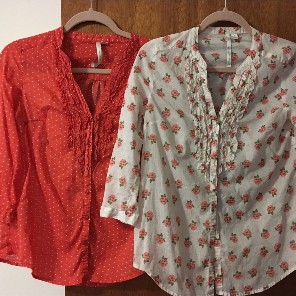 2 LC Lauren Conrad button up cotton shirts.